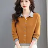 2026 Nuevo Estilo de Fragancia Pequeña Solapa Botón Tejido Grueso Cárdigan para Mujer Corto Versátil Casual Suéter Superior Reductor de Edad