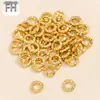 Chapado en Cobre Oro Verdadero 18K Martillo Redondo Espaciador de Enrollado Espaciador de Anillo de Carrera Cuerda Trenzada de Xizang Hecha a Mano Juntas con Cuentas