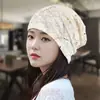 Chapéu Feminino Chapéu Baotou Primavera e Outono Fino Chapéu Turbante Tendência Renda Acumulada Chapéu de Ar Condicionado Pulôver Respirável Touca de Confinamento Inverno
