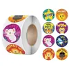 Rollo Autoadhesivo Transfronterizo de 500 Hojas de Lindas Pegatinas de Animales de Dibujos Animados 2.5cm Pegatinas Pequeñas de Tigre y Panda para Estudiantes