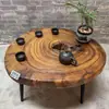Mesa de Té de Madera de Alcanfor Talla de Raíz Madera Maciza Mesa de Café Pequeña Estilo Shaji B&B Sala de Estar Ventana Saliente Tatami Mesa Pequeña