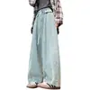 Foto Real de Pantalones Curvos de Mezclilla de Color Sólido con Caída para Mujer, Novedad Primavera 2026 Estilo Coreano Adelgazantes Casuales Pantalones Harem de Globo para Mujer
