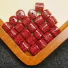 Accesorios de cinabrio hechos a mano, tallado en arena de cristal de alto contenido, colgante de cinabrio con forma de calabaza de loto valiente, cuentas de joyería