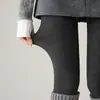 Nuevos Leggings Negros Gruesos para Mujer, Ropa Exterior, Temporada Otoño/Invierno, Rayas Finas, Cintura Alta, Alta Elasticidad, Pantalones Adelgazantes, Color Sólido, Versátil, Medias
