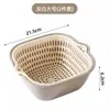 Cesta escurridora de doble capa para uso en la cocina, lavabo para lavar verduras, bandeja para frutas con tapa, cesta de almacenamiento, cesta escurridora de frutas y verduras de estilo nórdico simple