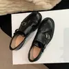 Em Estoque Entrega Instantânea~ Couro de Cavalo Enrugado Fivela Dupla Bico Redondo Retro Salto Grosso Versátil Estilo Britânico Sapatos de Couro para Mulheres Outono Sapatos Monk