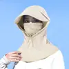 Sombrero de Protección Solar para Mujer, Visera Solar para Ciclismo al Aire Libre en Verano, Anti-UV, Máscara Facial Completa, Protección Integrada para el Cuello, Sombrero Solar Transpirable de Seda de Hielo