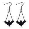 Pendientes de Murciélago Personalizados de Acero Inoxidable de Amazon, Superventas Transfronterizos de Halloween, Pendientes Largos de Flecos de Murciélago de Moda Retro