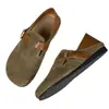 Sapatos de calçar macios de sola única, chinelos fechados para mulheres, sapatos Birkenstock versáteis de bico redondo para o outono de 2026, sapatos femininos dois em um