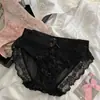Mensageiro do Coração~ Calcinha de Renda Bordada Tridimensional Estilo Francês para Mulheres, Fina e Respirável, Forro 100% Algodão, Tanga Sexy Feminina