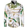 Cardigan de lapela de manga comprida masculino direto da fábrica AliExpress transfronteiriço moda masculina corrente dourada camisa longa com estampa 3D