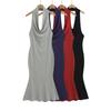 2025 Nuevo Verano Estilo Coreano Lujurioso Puro Sexy Ajustado Elegante Cuello Oscilante Espalda Descubierta Halter Cuello Falda Larga Vestido sin Mangas