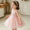 Vestido Formal para Niñas, Vestido Chaleco de Comercio Exterior Transfronterizo con Lazo en la Espalda, Falda Abullonada de Jacquard, Vestido de Princesa para Cumpleaños, Al por Mayor en Stock