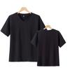 Moda Personalidade Tendência Gola V Algodão Manga Curta Camiseta Top para Homens e Mulheres Rua Lisa DIY Grupo Roupas Padrão DIY