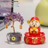 Deus da Riqueza Guan Yu Árvore do Dinheiro Árvore de Citrino Ornamento de Estação de Trabalho Mesa de Entrada Armário de TV Árvore de Ametista Presente Cultural e Criativo