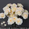 Rosas de Creme Simuladas de 3 Cabeças, Decoração de Fundo para Casamento, Arranjo de Flores para Guia de Estrada, Flores de Seda Estilo Europeu para Casamento, Flores Artificiais
