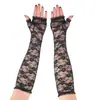 Luvas de Renda Meio Dedo Longas para Proteção Solar Feminina, Mangas de Braço Finas Respiráveis de Verão para Cobrir Cicatrizes e Tatuagens, Sem Dedos Atacado