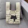 Bolso de mujer con diseño de panda de dibujos animados, bolso de punto a juego, bolso de muñeca, bolso de hombro, bolso de mano