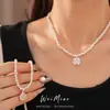 Collar de perlas cuadradas con cuentas de bola de diamante, cadena para la clavícula de lujo ligero de nicho de alta gama, joyería de moda exquisita y elegante al por mayor