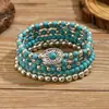 Temu Xiyin Producto Nuevo Transfronterizo Estilo Bohemio Turquesa Cuentas de Madera Accesorios de Aleación con Cuentas Hilo Elástico Pulsera para Mujer