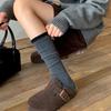 Meias Longas Songmu de Lã de Seda para Bezerro Femininas, Outono e Inverno, Bloqueio de Cor Quente, Estilo Japonês, Meias Largas para Mulheres Ins