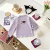 Top de Amazon con estampado de setas de dibujos animados, prenda base de cuello alto medio, camiseta de manga larga de otoño, ropa interior para niños, ropa para niños al por mayor