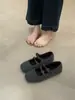 Novos Sapatos Mary Jane com Laço Estilo Francês para Noite Outono/Inverno 2025 Sapatos de Ballet Cinza Retrô para Mulheres