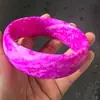 Pulseira Shujulai, versão alargada, pulseira de pneu, jade roxo com padrões florais, rosa flor de cerejeira, multicolorido, pulseira de jade vermelho e verde