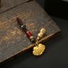 Cerradura Auspiciosa Dragón y Fénix de Latón Colgante para Bolso para Hombre y Mujer Dinero de los Cinco Emperadores Hulu Colgante Llavero para Coche Moda Nacional Oro Vintage