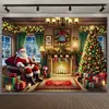 Tecido de Fundo de Natal Transfronteiriço Amazon Novo Banner Decoração de Ano Novo de Natal Tecido para Pendurar Personalização Externa