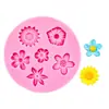 Molde de Silicona para Decoración de Pasteles de Chocolate Fondant - Flor Girasol Margarita Rosa Hojas