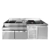 Gabinete de mistura para bar em aço inoxidável com escorredor, bancada de trabalho refrigerada e de conservação integrada para bar