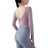 Q Ropa de Yoga Top Deportivo de Manga Larga para Mujer Espalda Hermosa con Almohadilla en el Pecho Set Ajustado para Correr Ropa para Fitness con Dedos Venta al por Mayor de Fábrica Original