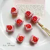Año Nuevo Rojo Linda Manzana Amor Cuadrado Cuentas Hecho a Mano DIY Cadena para Teléfono Bolso Pulsera Colgante Accesorios de Joyería Material