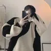 Suéter a rayas de bloques de color estilo americano para calle principal, tejido de punto moderno de invierno para hombre de corte holgado con un look relajado y sofisticado