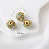 10mm esmalte chapado en oro cuenta de bola redonda charm para pulsera DIY accesorio de joyería hueco