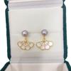 Aretes de Perlas de Agua Dulce Naturales de Zhuji, China, para Mujer, Aretes Pequeños con Forma de Abanico Chapados en Oro de 18K con Pines de Plata 925