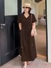 Vestido Tejido Inno de Manga Corta con Escote en V para Mujer Tallas Grandes, Nuevo Estilo de Verano, Vestido de Longitud Media que Ceñe la Cintura para Mujeres Tallas Grandes 262584