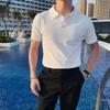 Camisa Polo de Verão de Manga Curta com Lapela Suéter Fino Masculino Moderno Simples Versátil Business Casual Camiseta Interna