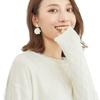 Suéter de punto de cachemira para mujer, suéter de cuello redondo, cuello alto, hombros descubiertos, suéter de punto de diamante suelto, combina con todo, otoño e invierno.