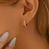 Brincos Argola Lisos com Diamantes Inteiros para Homens, Versátil, Simples, Luxo Leve, Brincos de Alta Qualidade para Mulheres, Joias Estilo Europeu e Americano Retrô Venda por Atacado