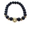 Joyería transfronteriza pulsera elástica de 8 mm de piedra esmerilada cabeza de leopardo piedra volcánica cabeza de león para hombre y mujer con diamantes incrustados al por mayor