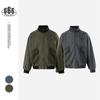 Marca Genérica Marca de Moda Algodón Lavado Empalmado Cuello Alto Chaqueta de Trabajo para Hombre Primavera y Otoño Chaqueta Holgada Wt95311