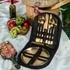 Set de cubiertos de acero inoxidable portátil para exteriores más vendido transfronterizo, juego de picnic de viaje de 20 piezas con cuchillo, tenedor, cuchara, plato y pinzas para barbacoa