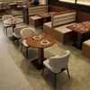 Tema de mesa e cadeira estilo rústico para restaurantes ocidentais, cafeterias populares, mesas de jantar em madeira maciça, cadeiras para restaurantes de culinária fusion comercial