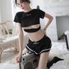 Nuevo uniforme de lencería sexy para tentación, juego de rol femenino, ropa de estudiante negra sexy, fútbol, bebé, comercio exterior