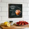 Letrero de hojalata vintage personalizable para café, forma cuadrada, 20x30cm, letrero de metal para decoración de pared de cafetería o bar