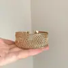 Pulseira Trançada de Ampla Aba Estilo Vintage com Design Sofisticado de Alta Qualidade e Artesanato Intricado, Pulseira Transfronteiriça, Única e Ousada