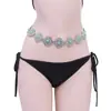 Cadena de Cintura de Moda Estilo Étnico Europeo y Americano Transfronteriza para Mujer, Cinturón Delgado Decorativo con Vestido, Cadena Hueca Plateada en Relieve