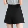 Shorts de cintura alta para mujer para primavera y verano 2026, estilo nuevo, línea A, holgados, adelgazantes, pierna ancha, shorts de traje negros para mujer, otoño